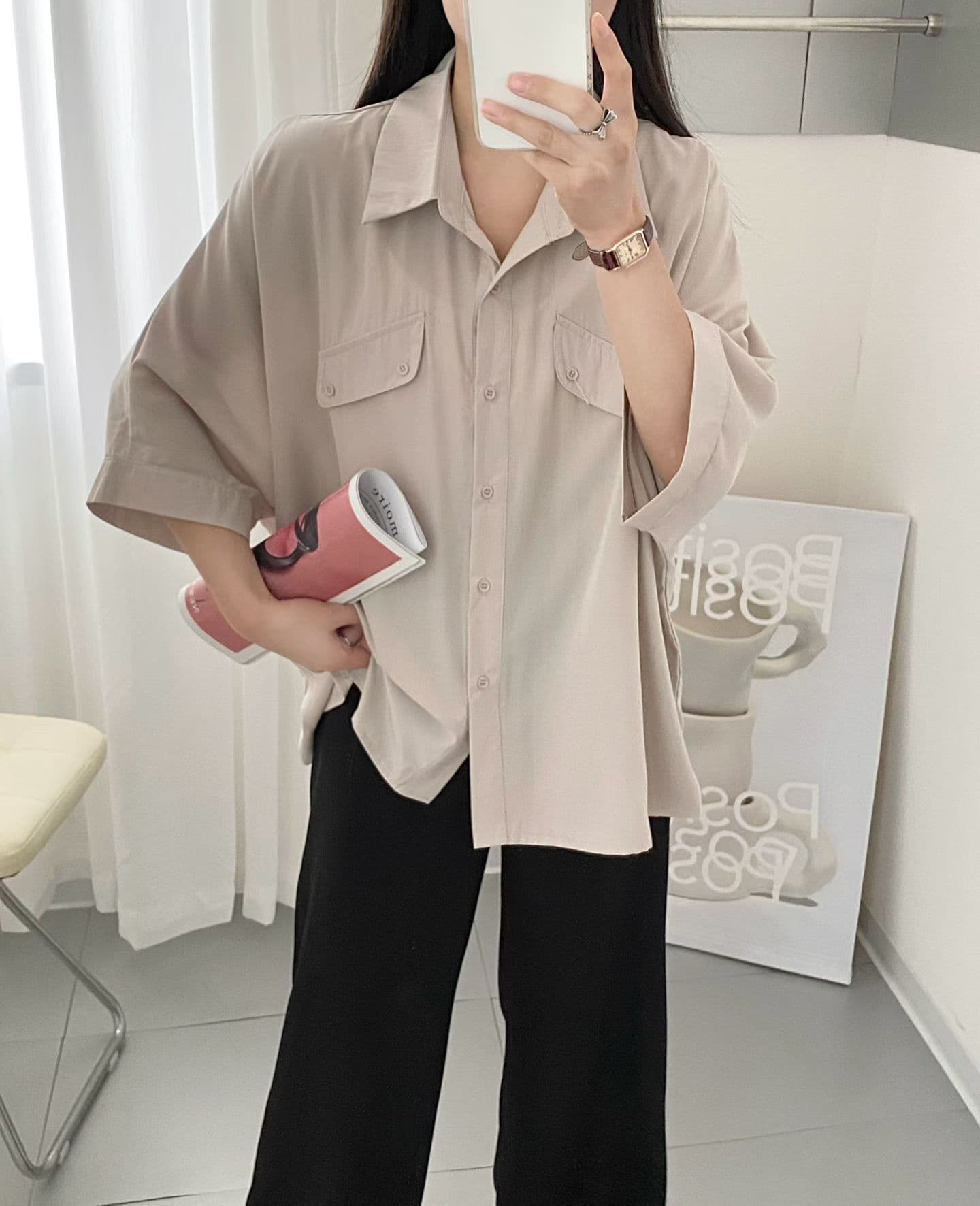 개성 캐주얼 다용도 폴로 칼라 셔츠 상세 이미지 2