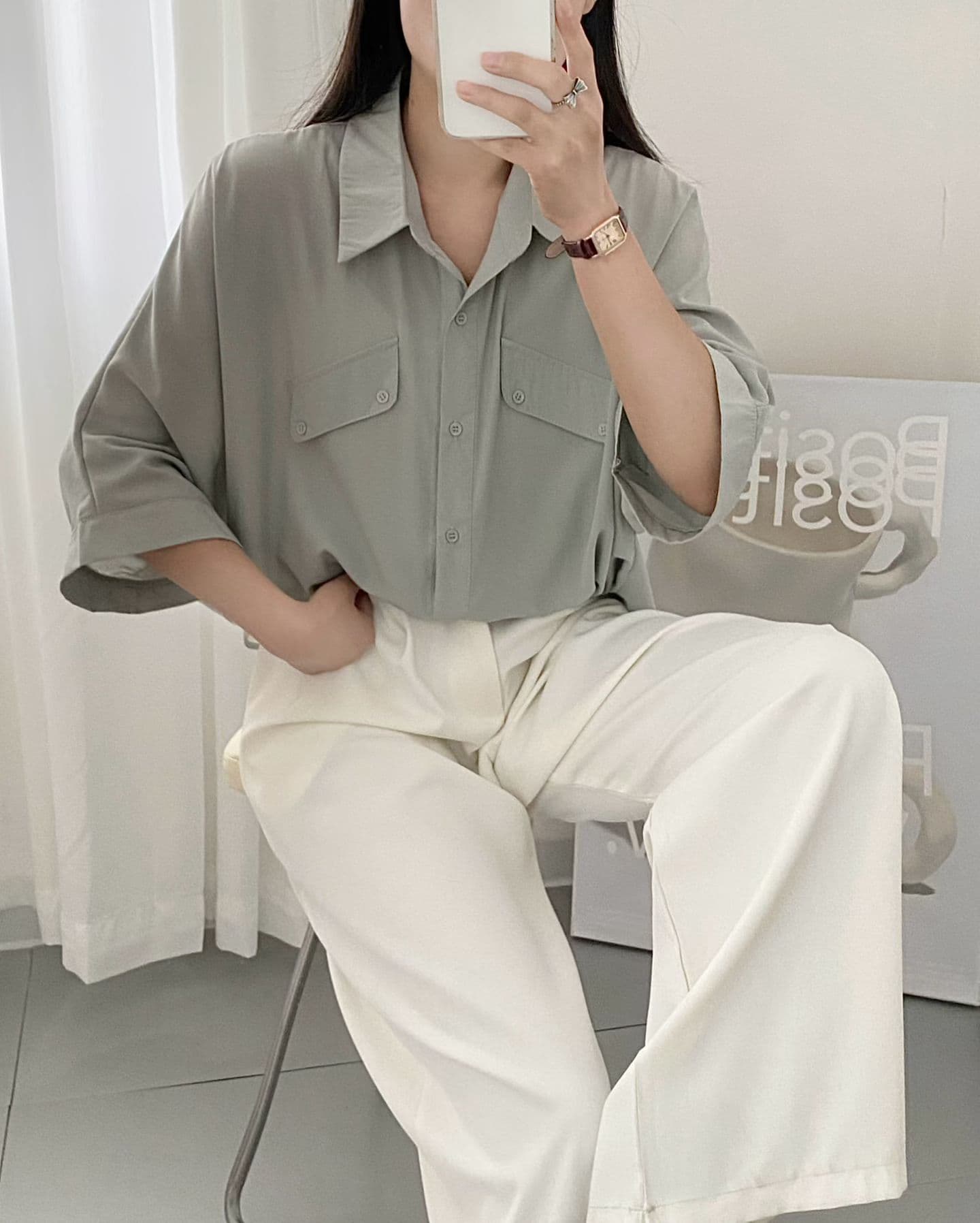 개성 캐주얼 다용도 폴로 칼라 셔츠 상세 이미지 5