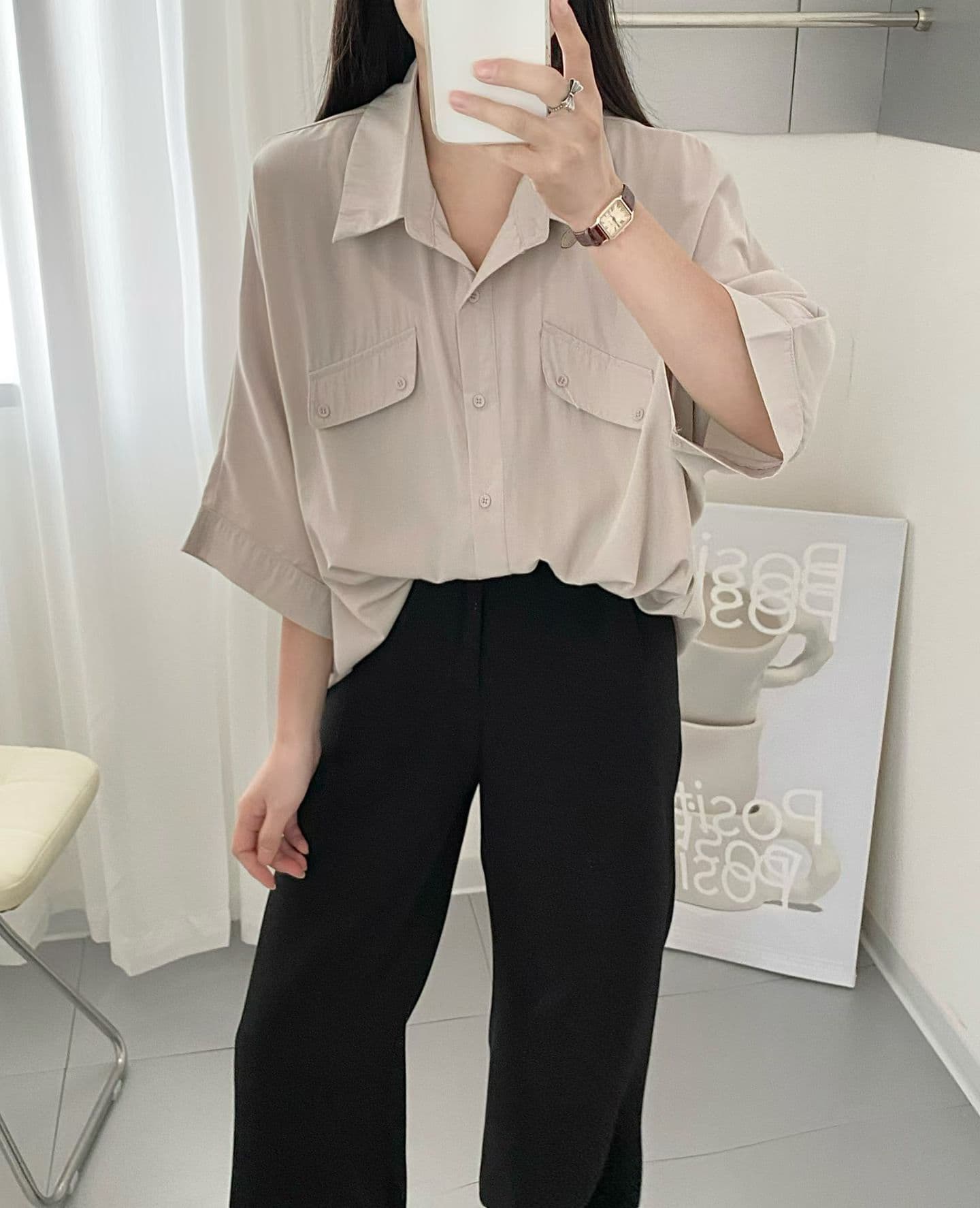 개성 캐주얼 다용도 폴로 칼라 셔츠 상세 이미지 6