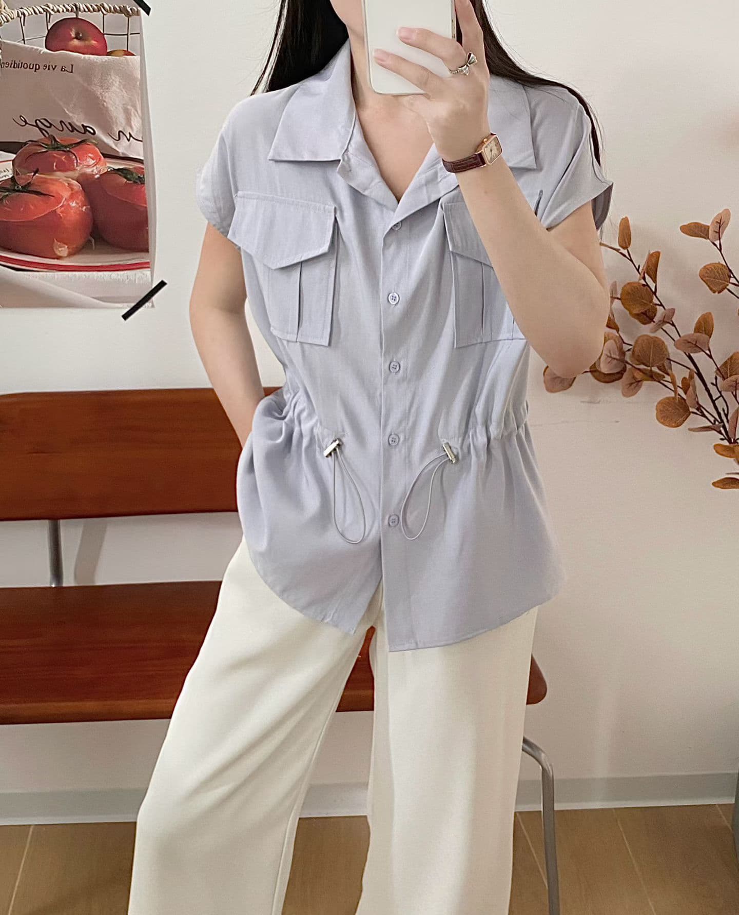 캐주얼 다용도 더블 주머니 폴로 칼라 오픈 가디건 이미지 4