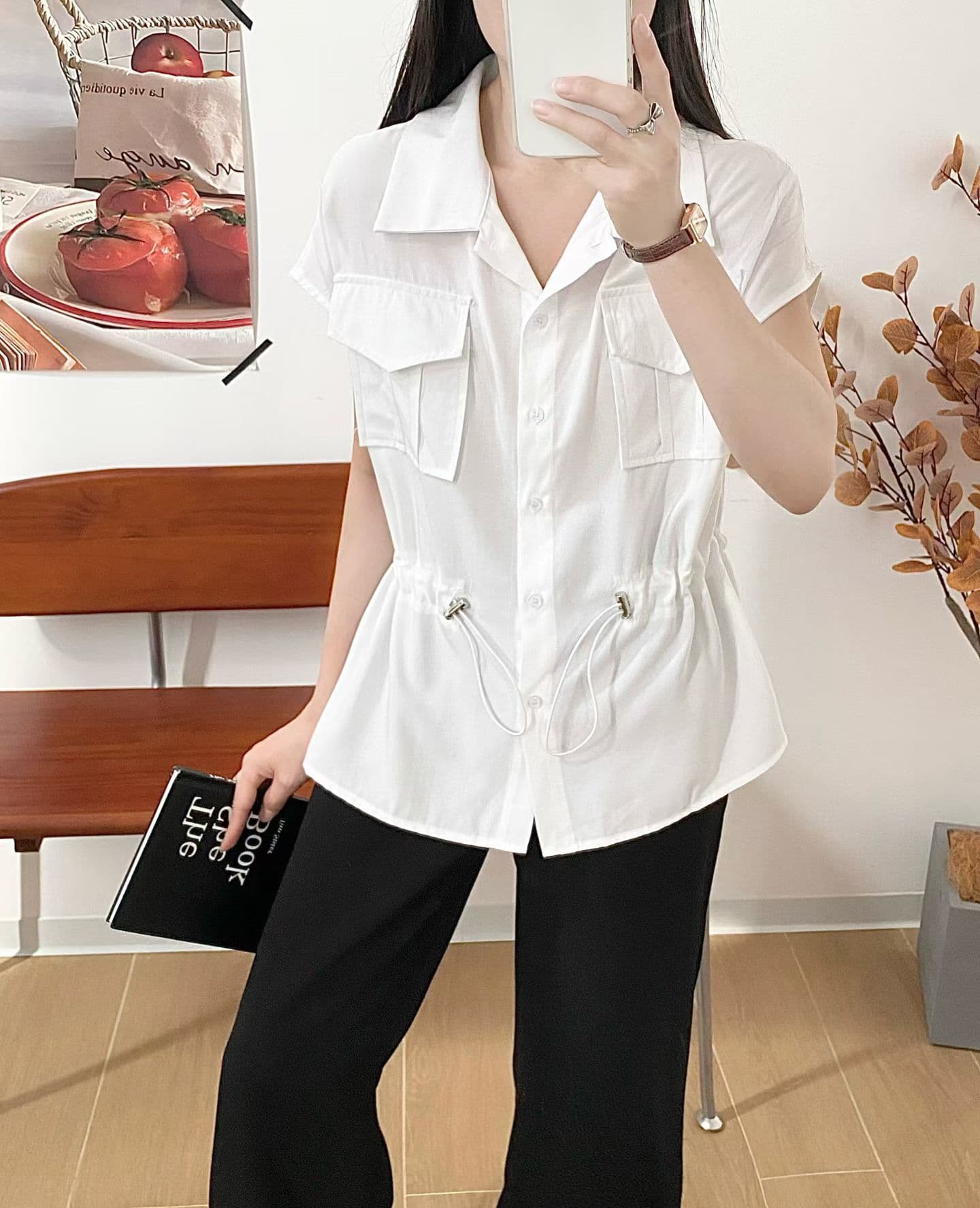 캐주얼 다용도 더블 주머니 폴로 칼라 오픈 가디건 상세 이미지 2