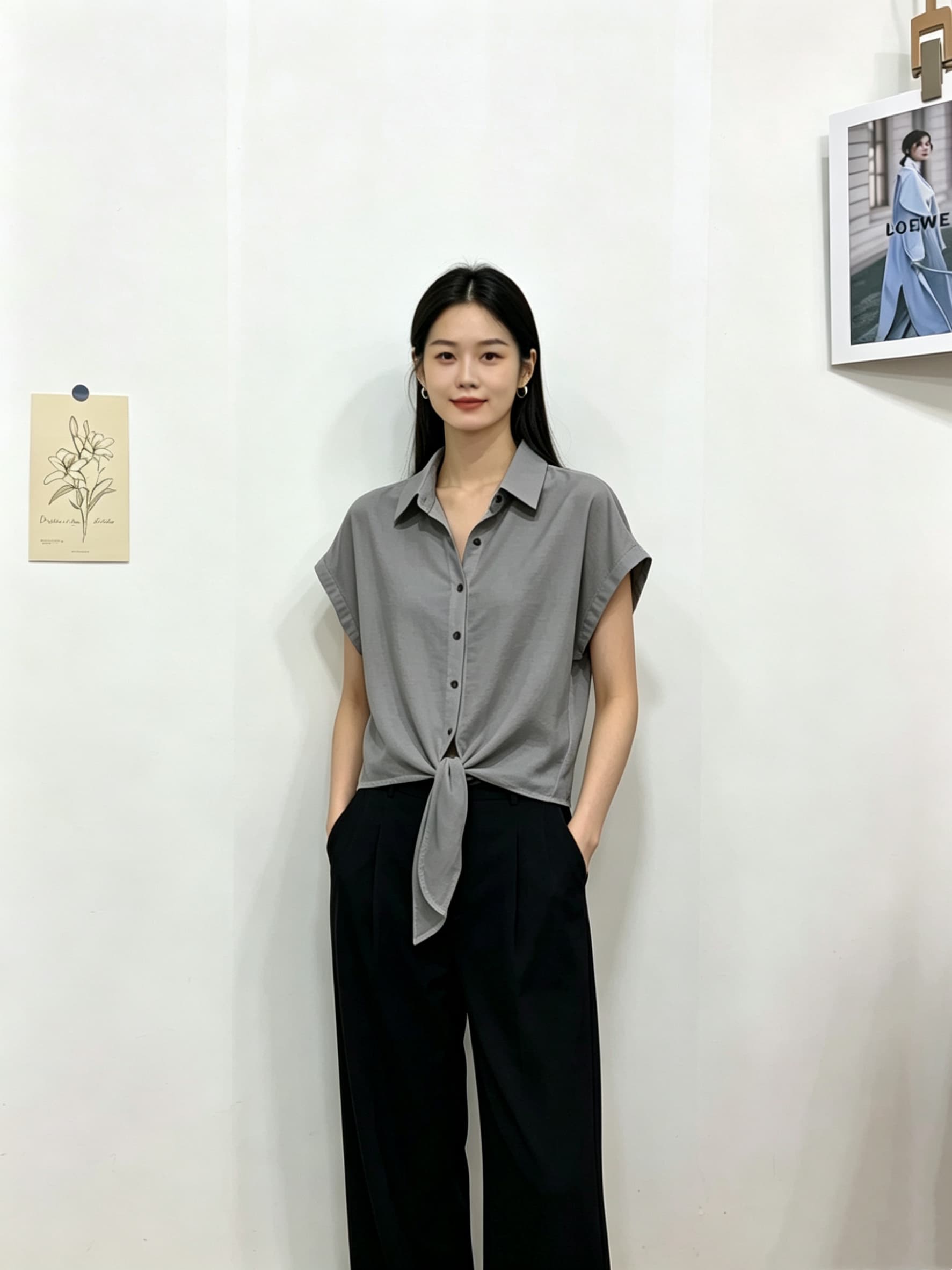 한 부서 캐주얼 다용도 폴로 칼라 셔츠 이미지 4