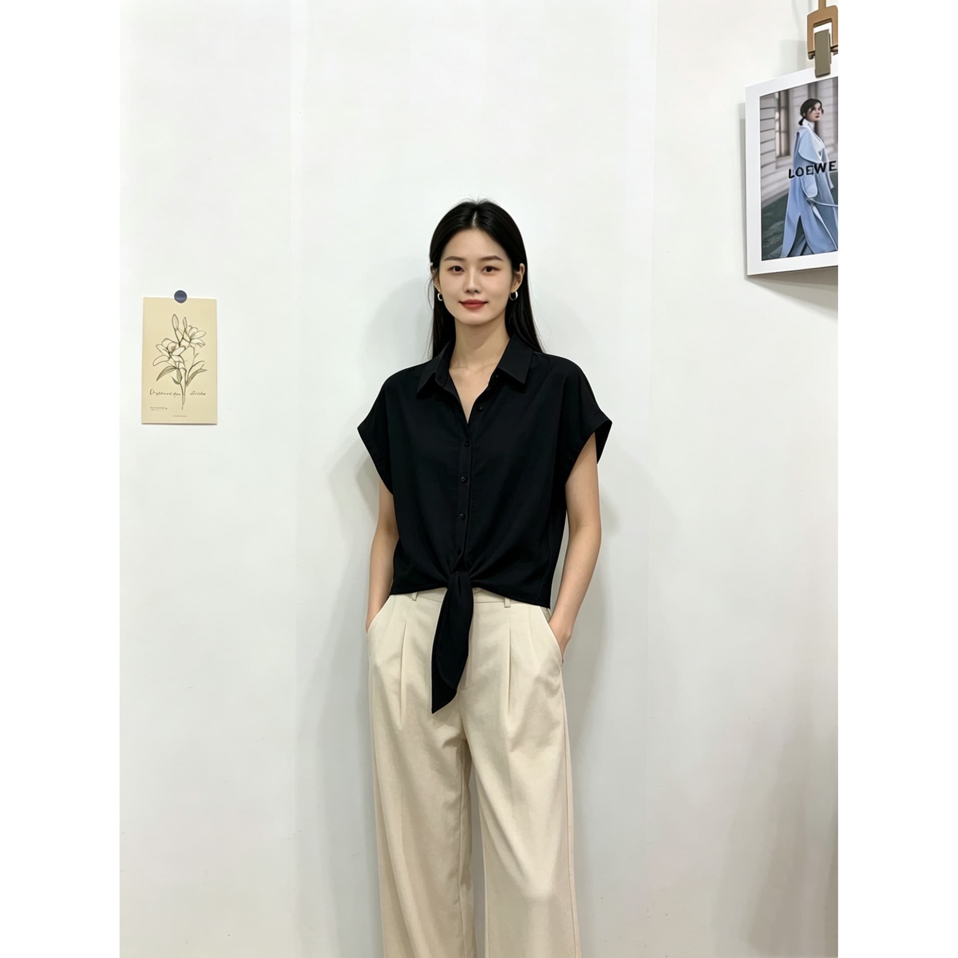 한 부서 캐주얼 다용도 폴로 칼라 셔츠 이미지 5