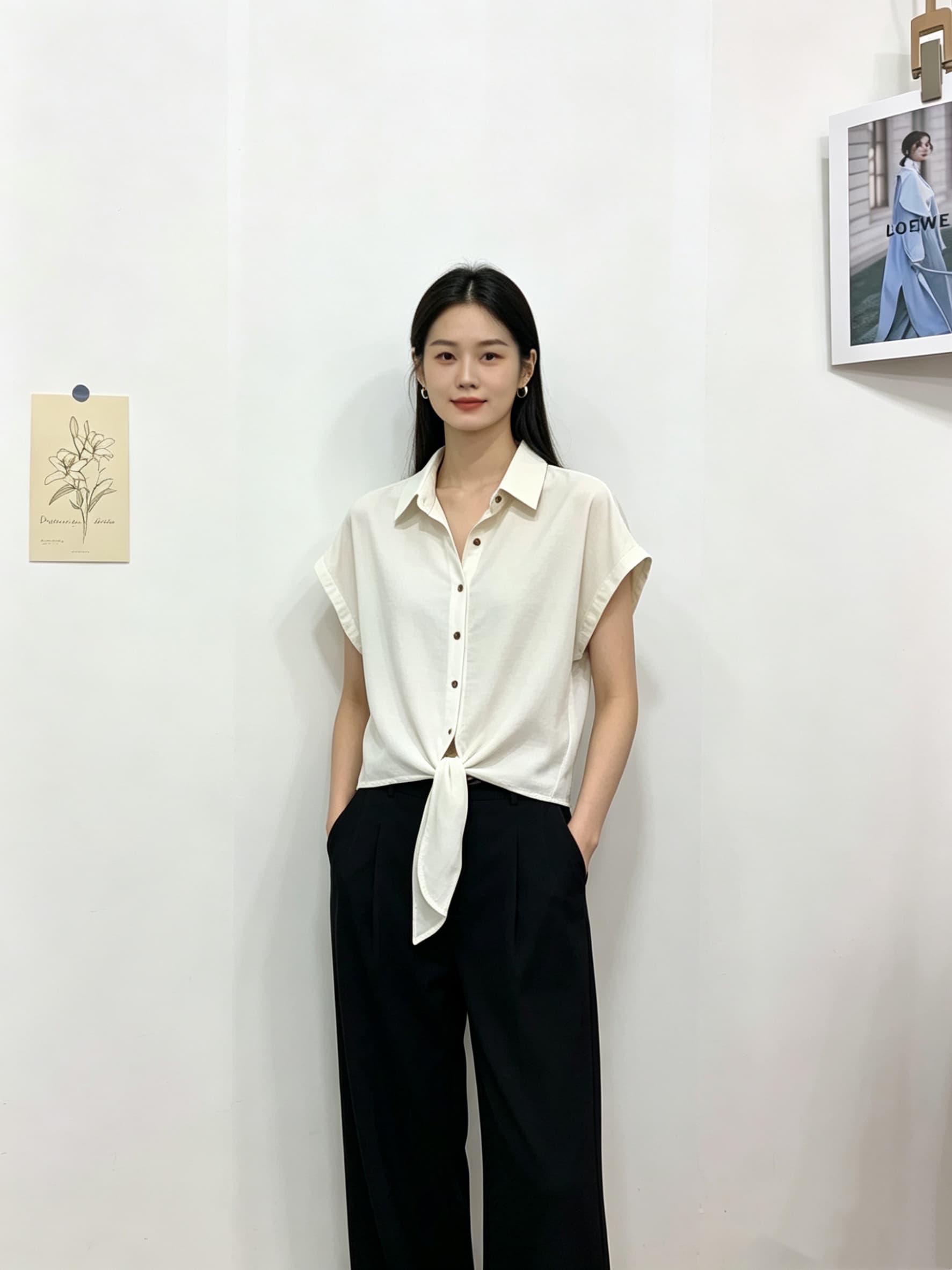 한 부서 캐주얼 다용도 폴로 칼라 셔츠 상세 이미지 2