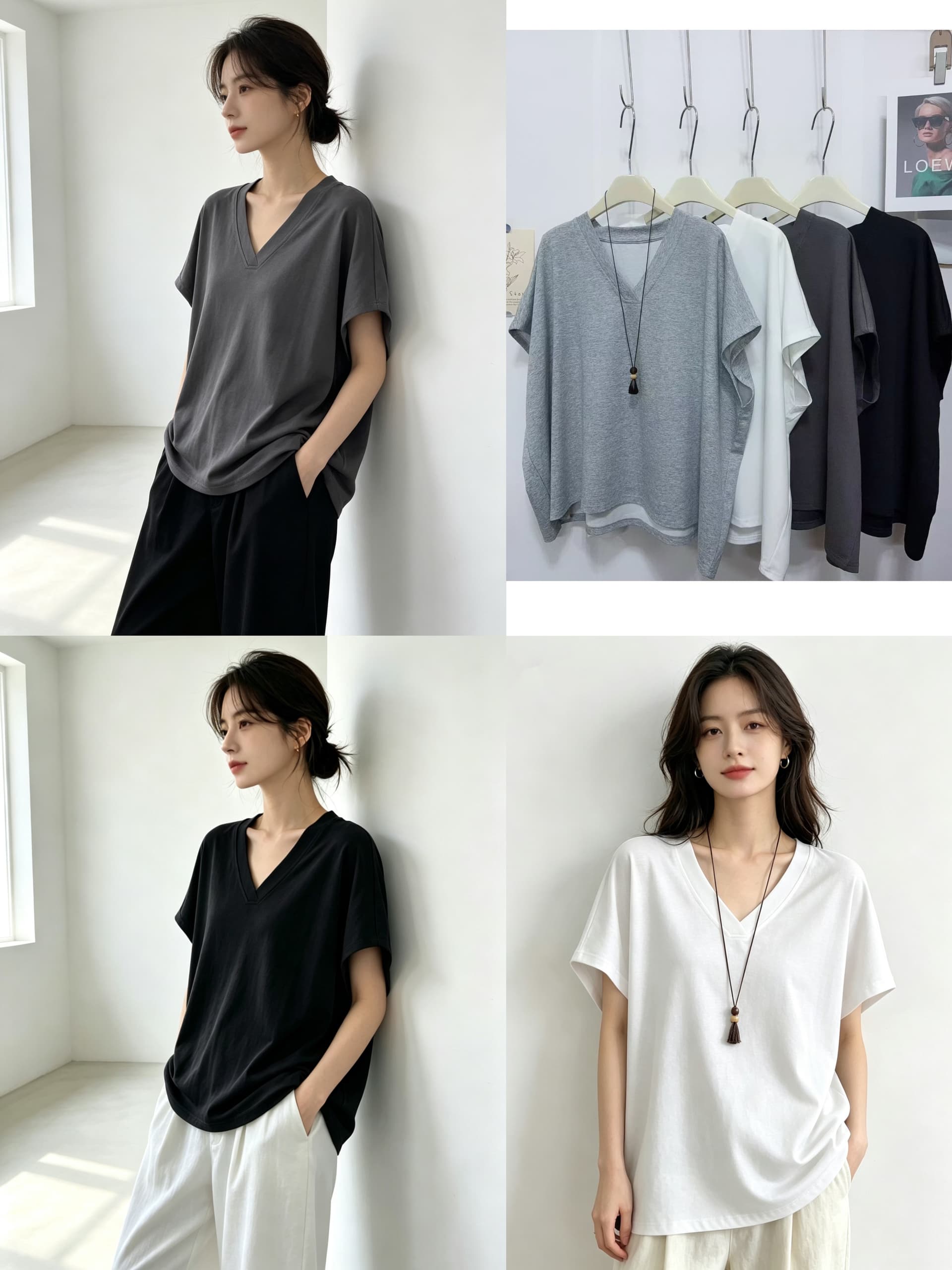 한 부서 캐주얼 다용도 V넥 풀오버 맨위