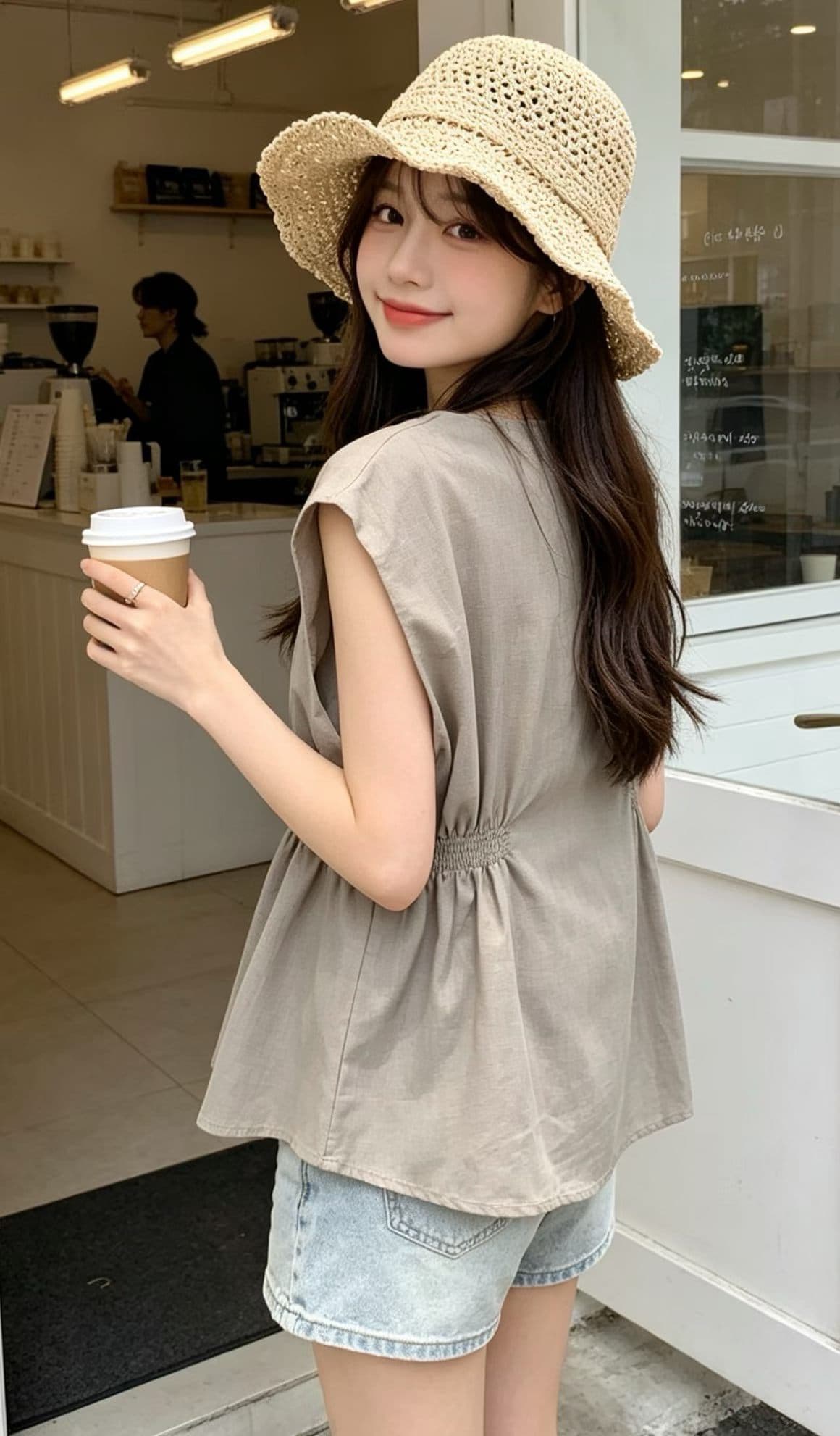개성 캐주얼 다용도 허리 수축 맨위 상세 이미지 5