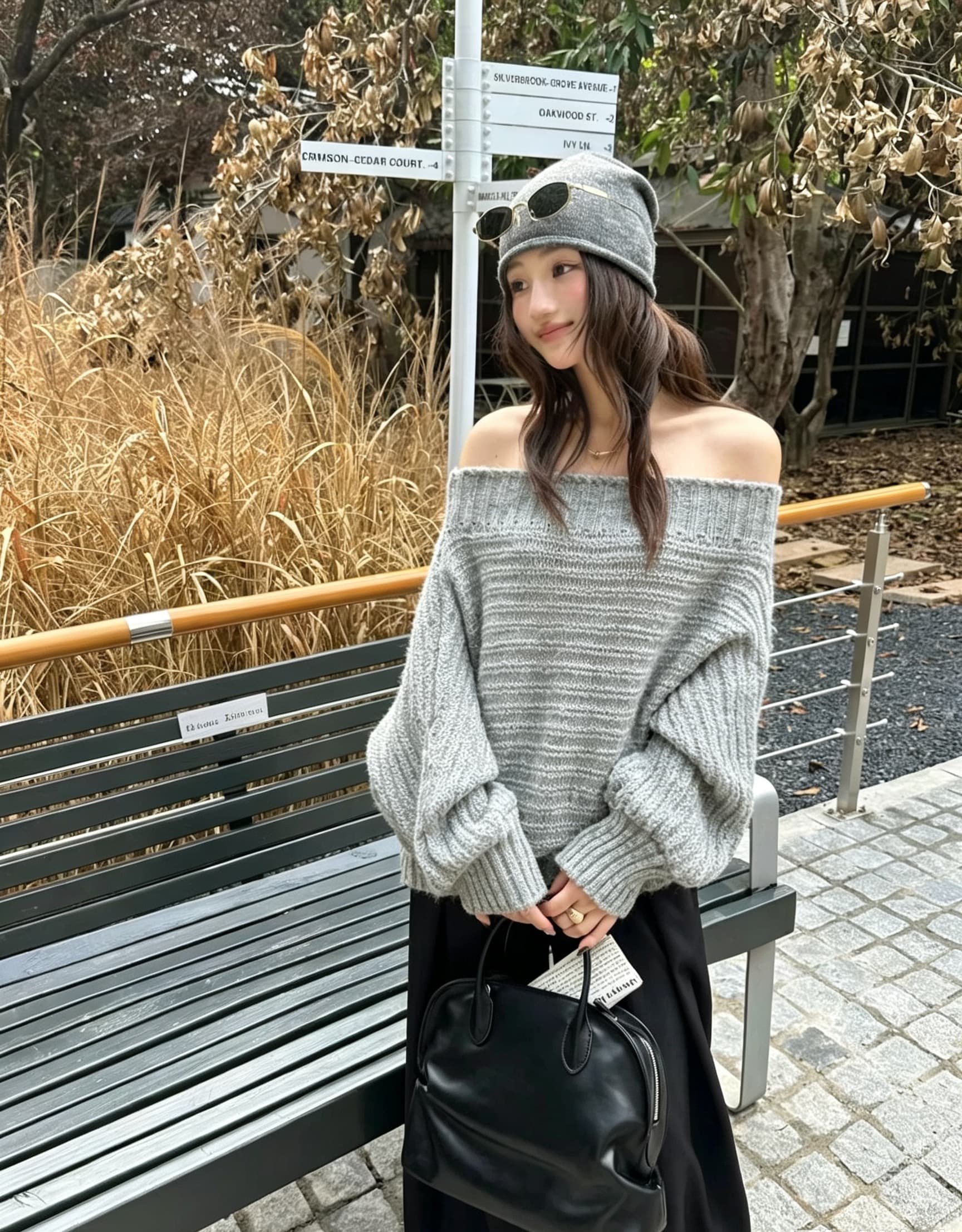 캐주얼 다용도 밝은 플래시 오프숄더 섹시함 니트 풀오버 상세 이미지 7