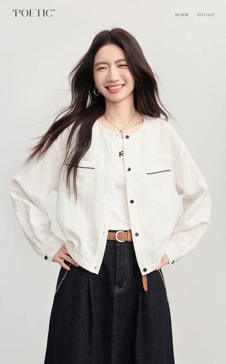 26 년 여름 얇은 스타일 재킷 포함 아마 꽃밭 오픈 가디건 맨위 햇빛 가리개 자외선 차단 작은 키 쇼트 스타일 맨위 재킷 상세 이미지 2