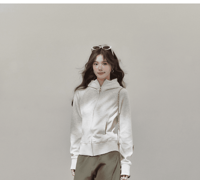 2026 아메리칸 화이트 회색 후드 티 스웨터 여성 가을 지퍼 카디건 코트 맨위 여성 상세 이미지 14
