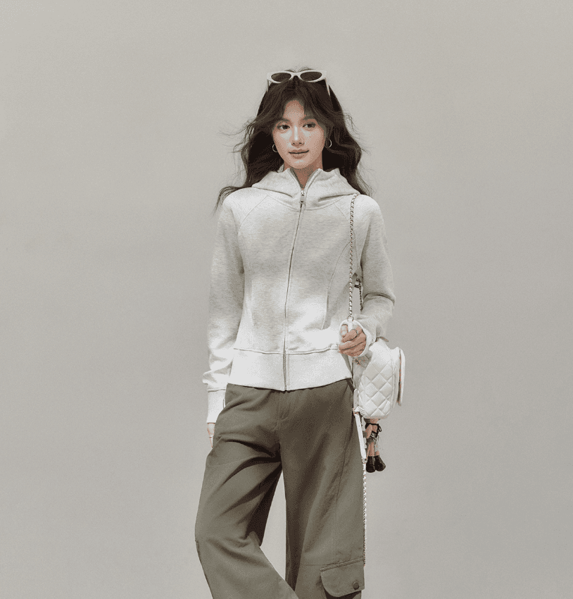 2026 아메리칸 화이트 회색 후드 티 스웨터 여성 가을 지퍼 카디건 코트 맨위 여성 상세 이미지 18