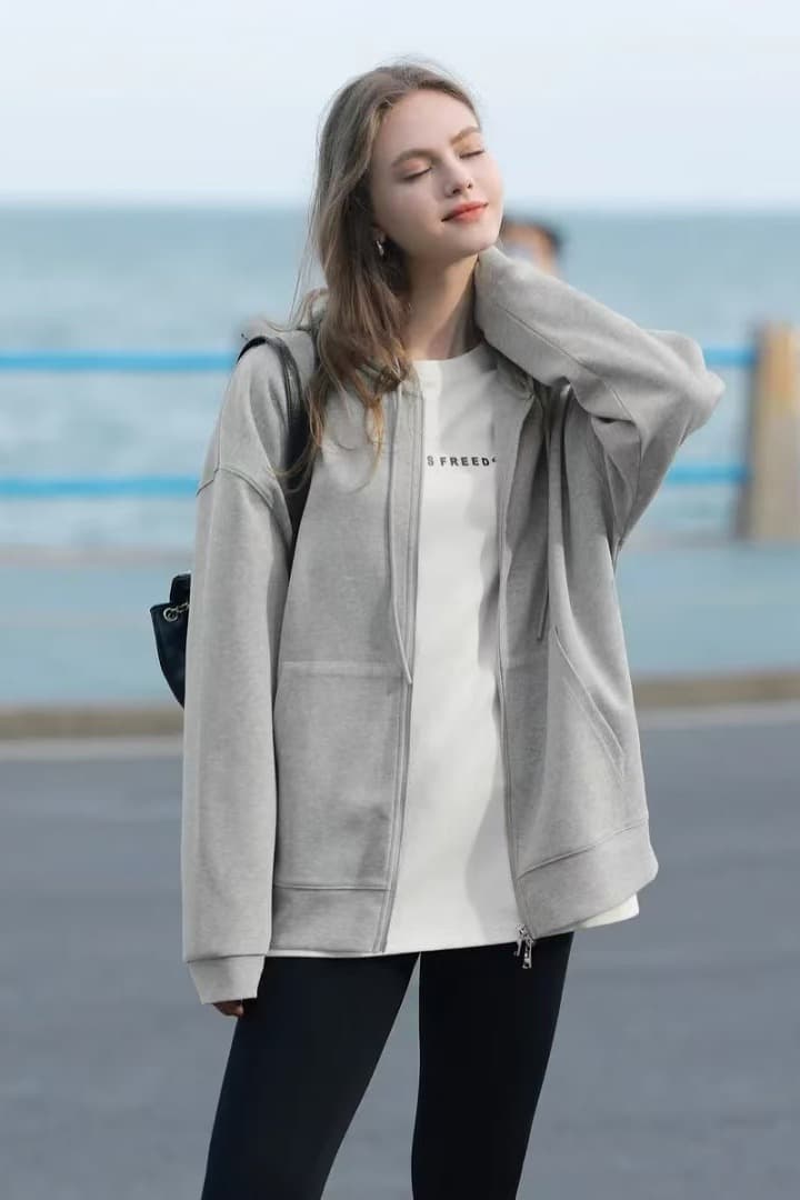 2026 년 가을 섹션 빈 가스 층 후드 맨위 펌프 로프 후드티 재킷 루즈핏 캐주얼 오픈 가디건 여성 이미지 6