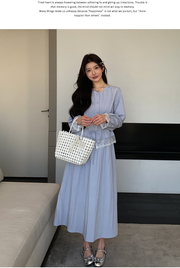 실사 지금 임산부 한 부서 레이스 조각 셔츠 연령 감소 캐주얼 투피스 세트 세트 상세 이미지 33