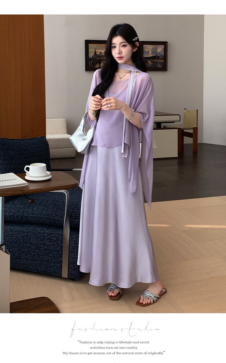 지금 실사 여름 한 부서 패션 루즈핏 아세트산 슬립 드레스 블라우스 맨위 투피스 슈트 상세 이미지 22