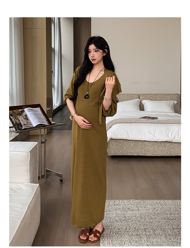 지금 실사 여름 한 부서 u 칼라 캐주얼 드레스 숄 투피스 슈트 상세 이미지 15