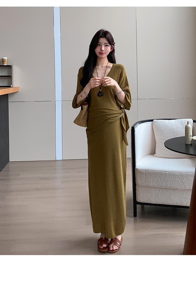 지금 실사 여름 한 부서 u 칼라 캐주얼 드레스 숄 투피스 슈트 상세 이미지 23