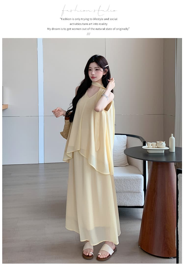 실사 여름 한 부서 부드러운 바람 요정 가스 펄럭 이는 루즈핏 임산부 빅 사이즈 세트 드레스 상세 이미지 20