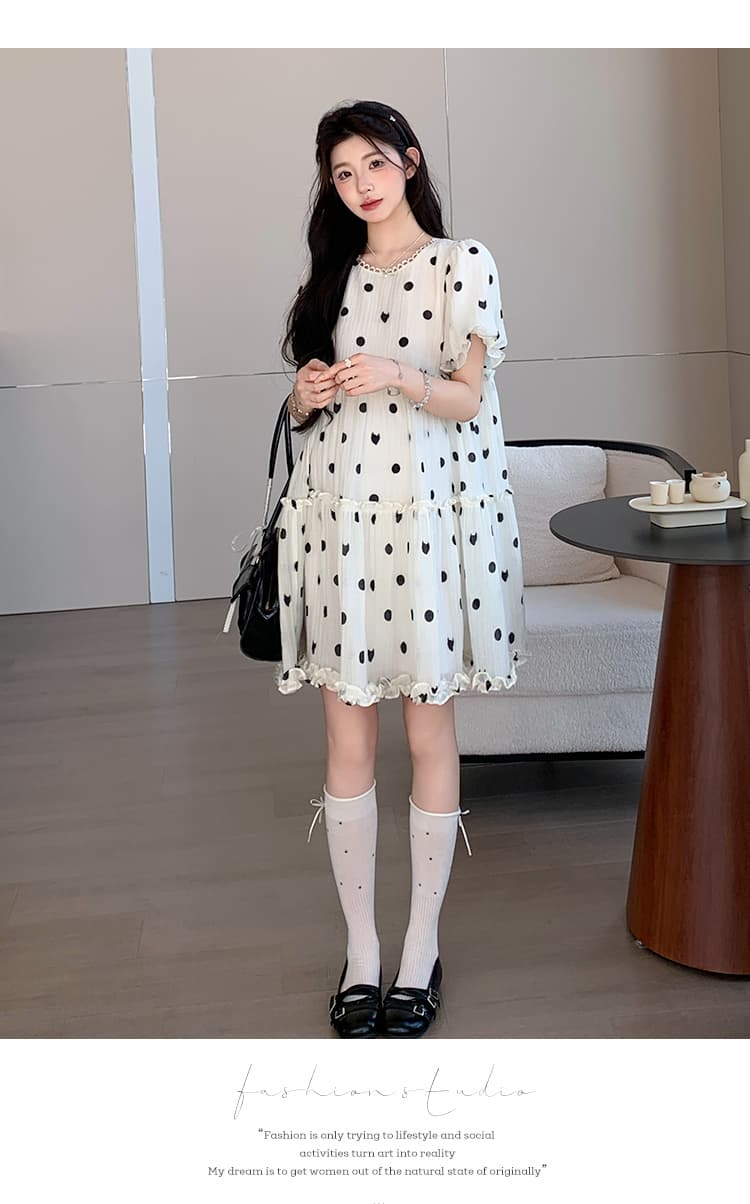 실사 여름 한국 스타일 달콤함 신문 ~ 중 거품 소매 케이크 드레스 공주 요정 드레스 상세 이미지 23