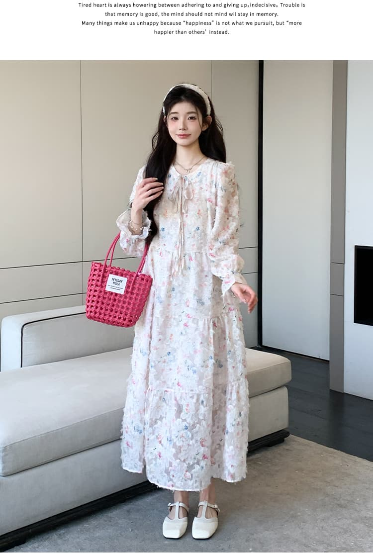 지금 실사 봄 가을 달콤함 연령 감소 도파민 색상 꽃 슈퍼 요정 빅 사이즈 드레스 상세 이미지 11