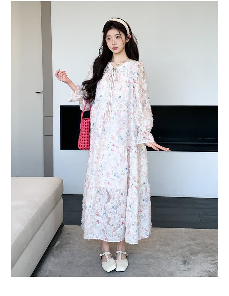 지금 실사 봄 가을 달콤함 연령 감소 도파민 색상 꽃 슈퍼 요정 빅 사이즈 드레스 상세 이미지 15