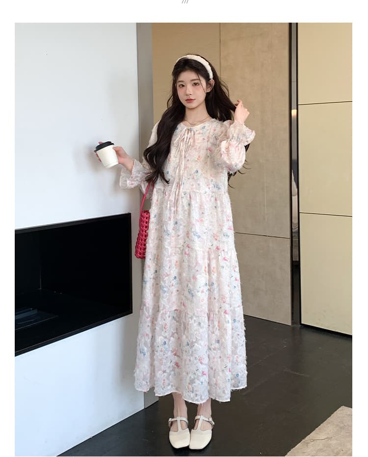 지금 실사 봄 가을 달콤함 연령 감소 도파민 색상 꽃 슈퍼 요정 빅 사이즈 드레스 상세 이미지 24