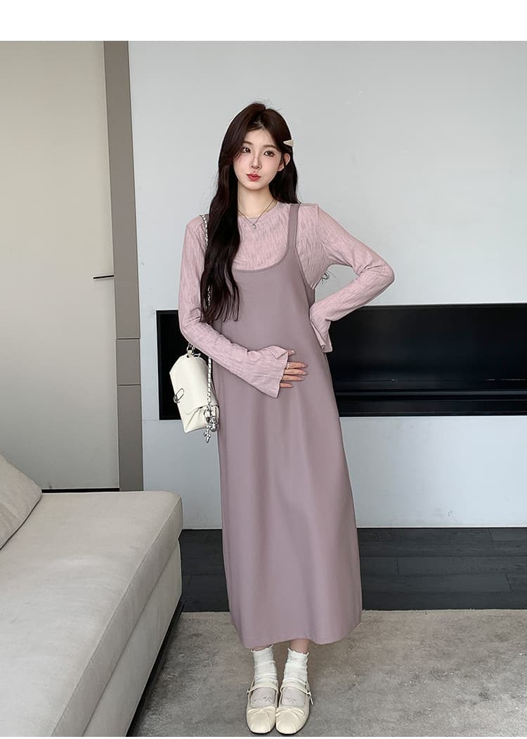 지금 실사 가을 겨울 한 부서 느긋한 바람 캐주얼 PU 가죽 조끼 스커트 보라색 맨위 세트 상세 이미지 17