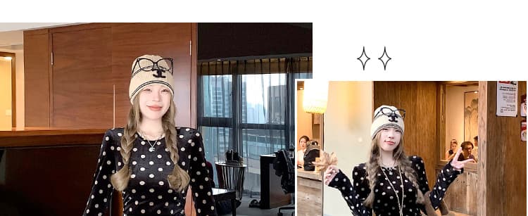 임산부 가을 겨울 레트로 검정색 벨벳 도트 무늬 스트랩 롱 코트 드레스 상세 이미지 5