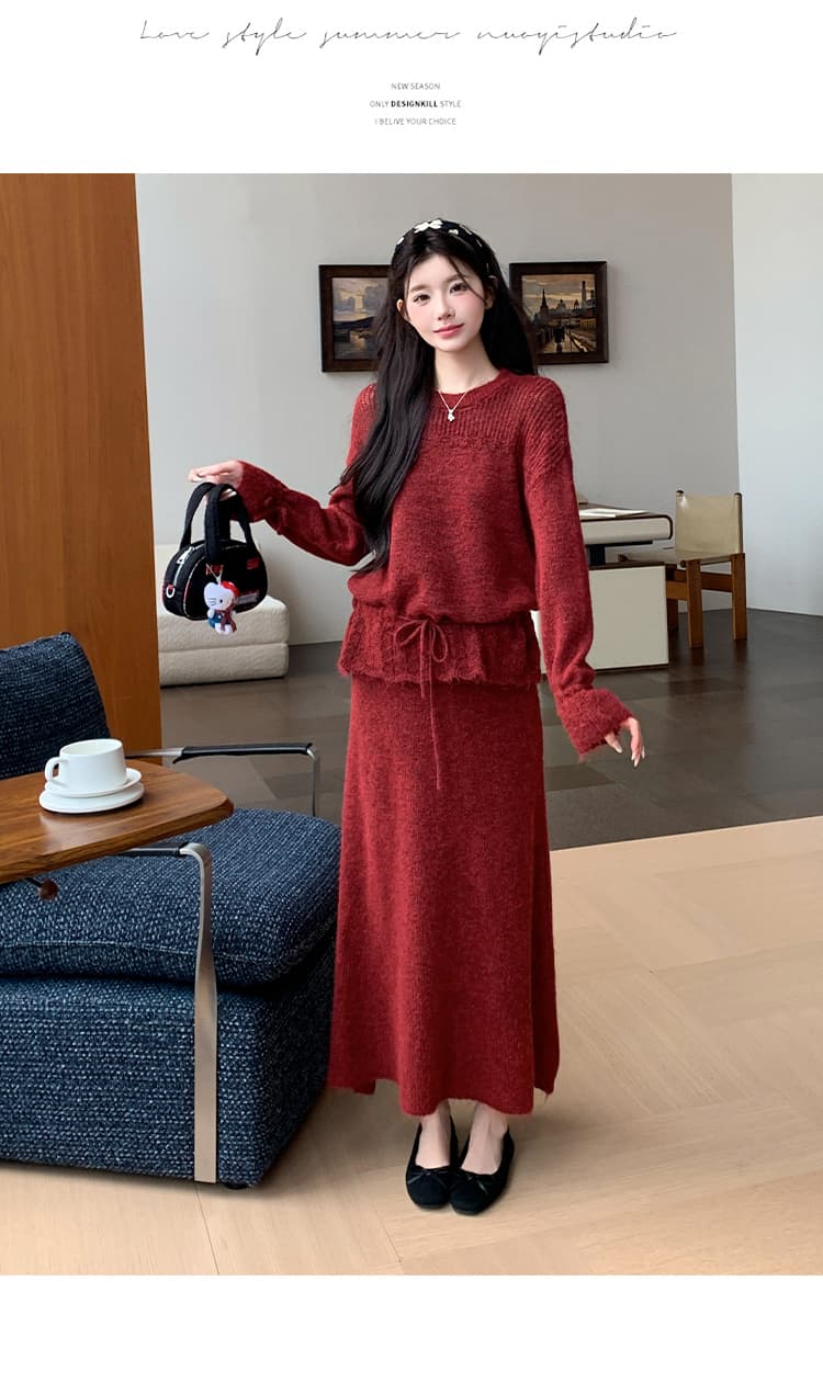 지금 실사 가을 겨울 한 부서 펌프 로프 맨위 스웨터 가져 가라. 반 스커트 세트 상세 이미지 35