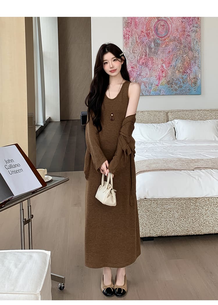지금 실사 가을 겨울 한 부서 프랑스식 느긋한 바람 투피스 세트 세트 상세 이미지 18