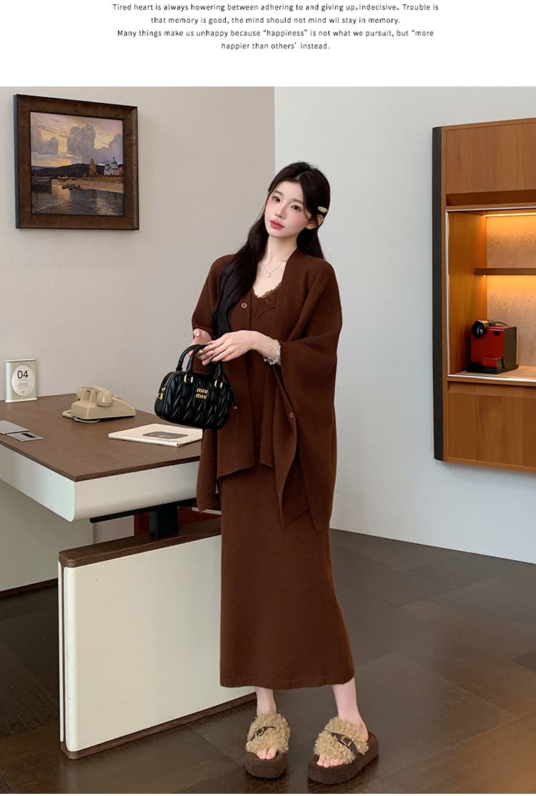 지금 실사 가을 겨울 한 부서 느긋한 바람 두꺼운 스웨터 세트 상세 이미지 12