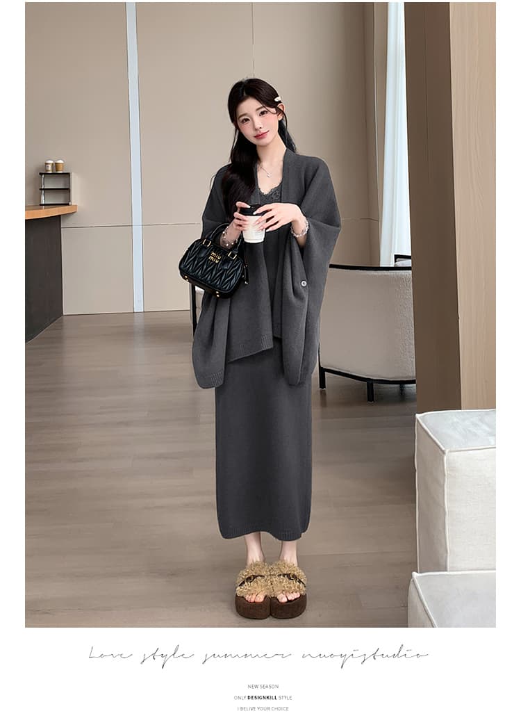 지금 실사 가을 겨울 한 부서 느긋한 바람 두꺼운 스웨터 세트 상세 이미지 43