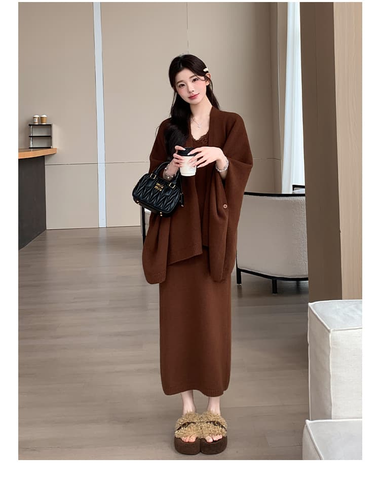지금 실사 가을 겨울 한 부서 느긋한 바람 두꺼운 스웨터 세트 상세 이미지 16