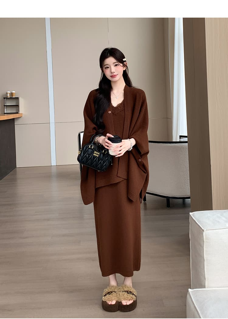 지금 실사 가을 겨울 한 부서 느긋한 바람 두꺼운 스웨터 세트 상세 이미지 18