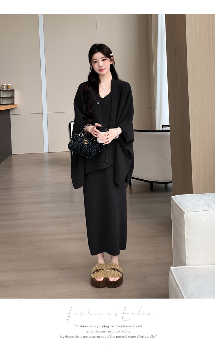 지금 실사 가을 겨울 한 부서 느긋한 바람 두꺼운 스웨터 세트 상세 이미지 45
