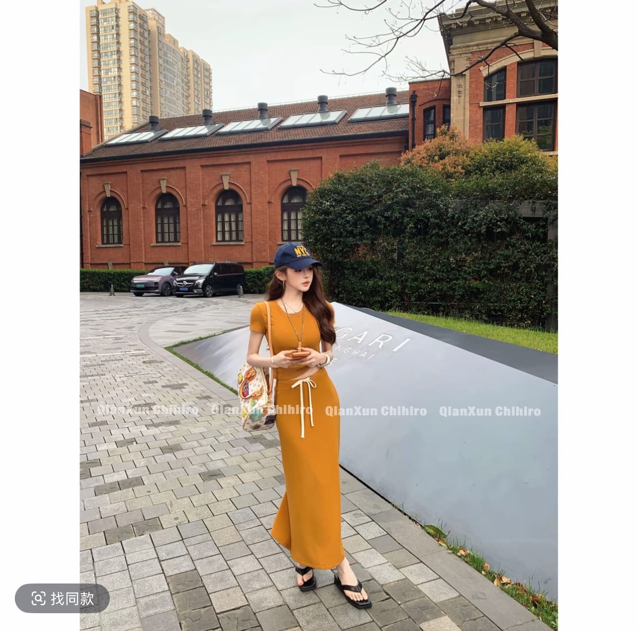 빛 산소 원 부서 반신 치마 세트 한푸 하이웨이스트 품격 여름 레트로 디자인 센스 이미지 3