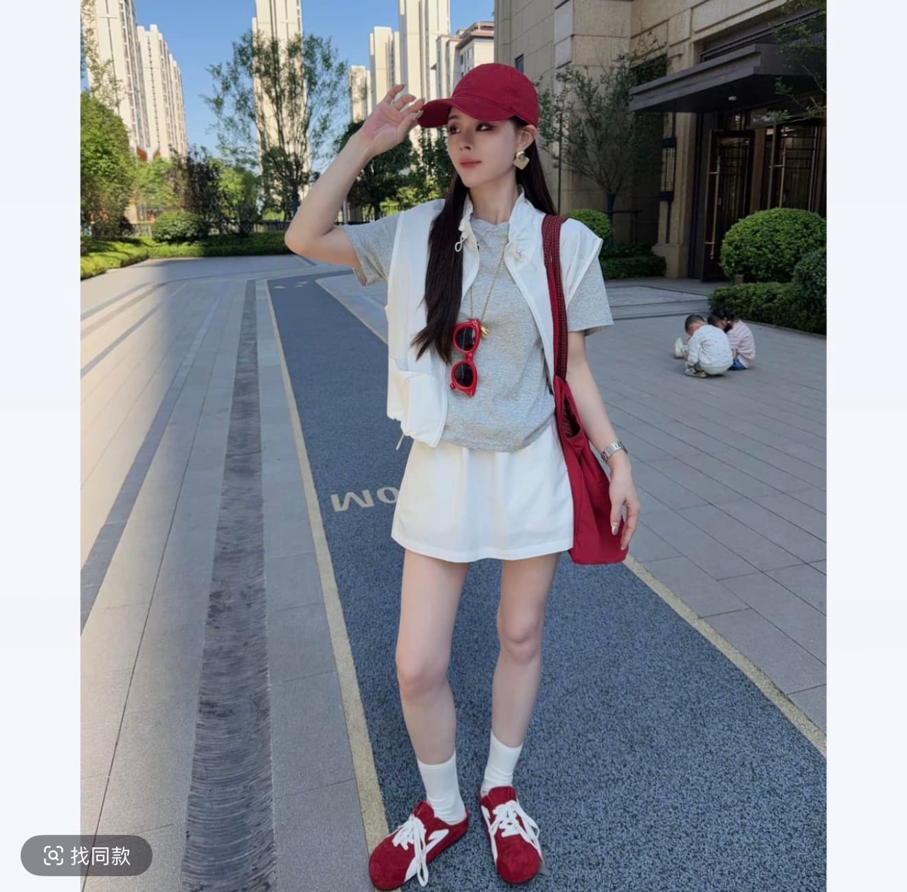 샤오 크릭 의류 여름 새로운 패션 캐주얼 연령 감소 슬림해 보이는 베스트 A라인 스커트 투피스 세트 이미지 3