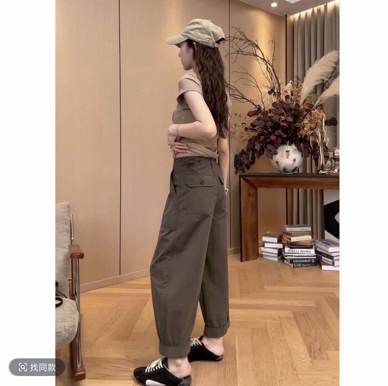 작은 조용한 하나 이 홍 알파벳 짧은 티셔츠 2026 여름 새로운 다용도 슬림해 보이는 반팔 맨위 바지 이미지 5