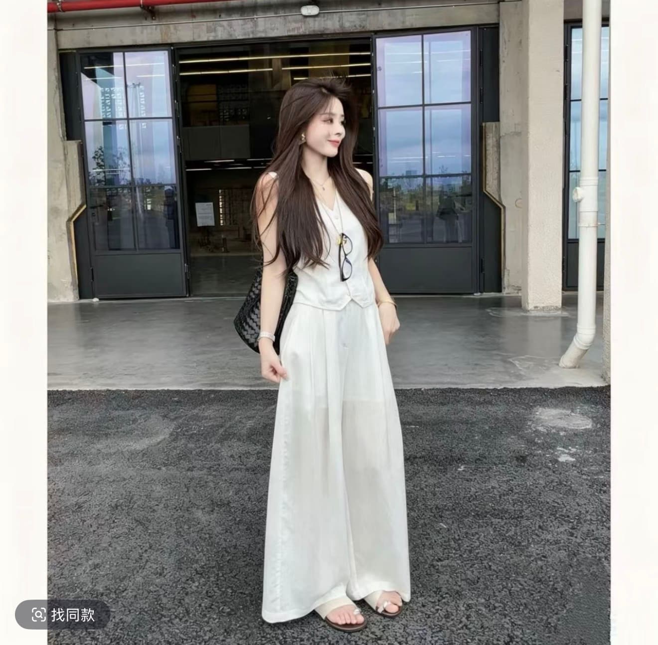 샤오 크릭 의류 여름 새로운 고급 센스 슬림해 보이는 민소매 베스트 와이드 레그 팬츠 패션 느긋한 세트 이미지 2