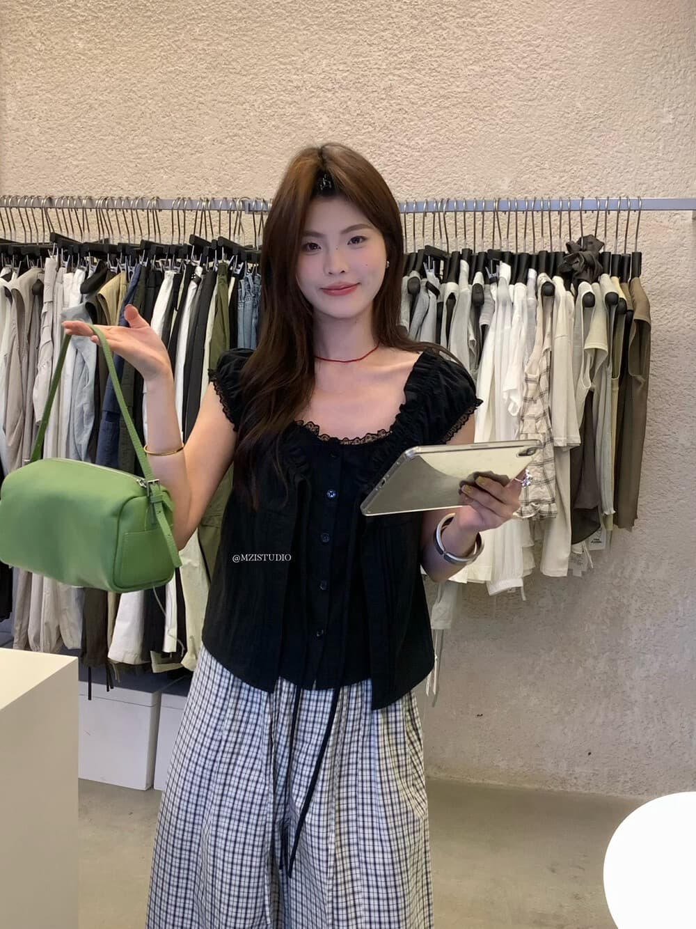 소금 부서 끓인 물 한 조정 빛 레이스 페이크 레이어드 레이스업 달콤함 소녀 센스 작은 셔츠 이미지 4