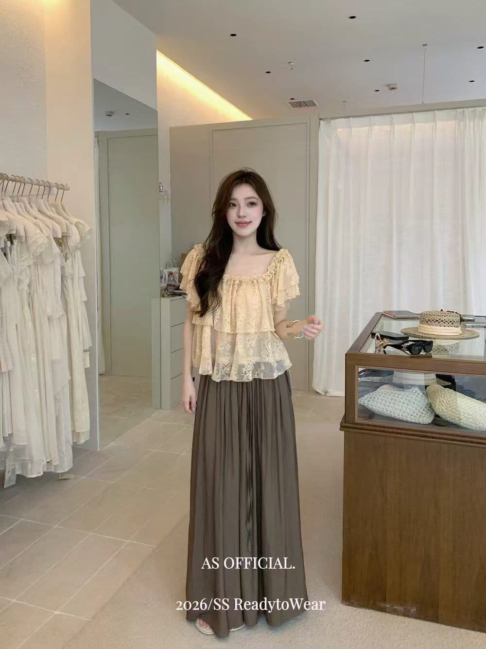 프랑스식 달콤한 스타일 이중층 레이스 작은 셔츠 여성 26 여름 다용도 캐주얼 거품 소매 프릴 슬림해 보이는 맨위 상세 이미지 2