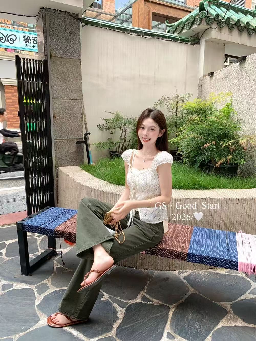 여름 분기 별 칼라 레이스 레이스 기타 로프 스트랩 트임 허리 수축 맨위 부드러운 장난치지 마. 슬립 여성 셔츠 상세 이미지 5