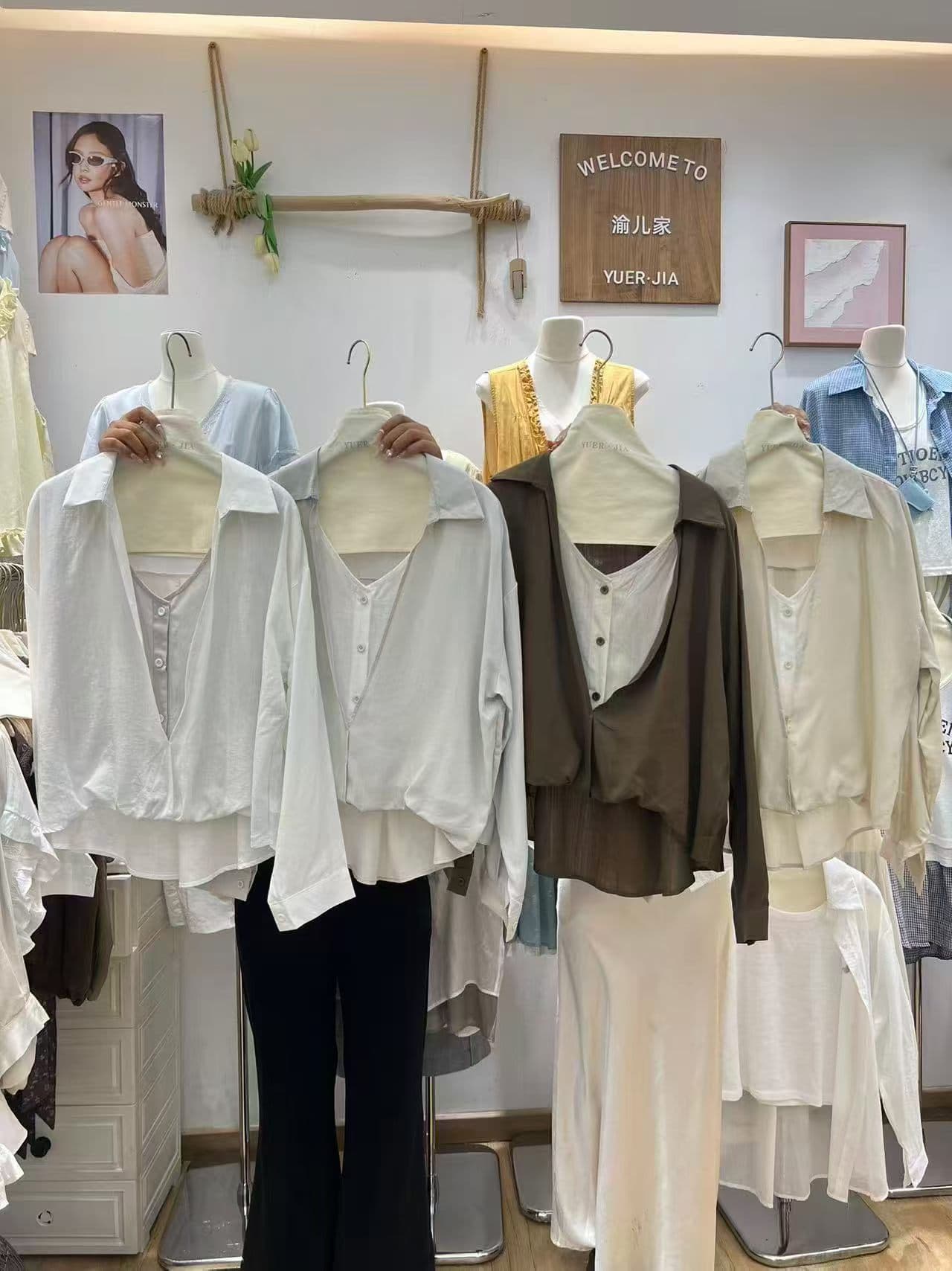 통통한 여동생 봄 여름 새로운 한국 스타일 셔츠 페이크 레이어드 여성 자외선 차단 셔츠 상세 이미지 1