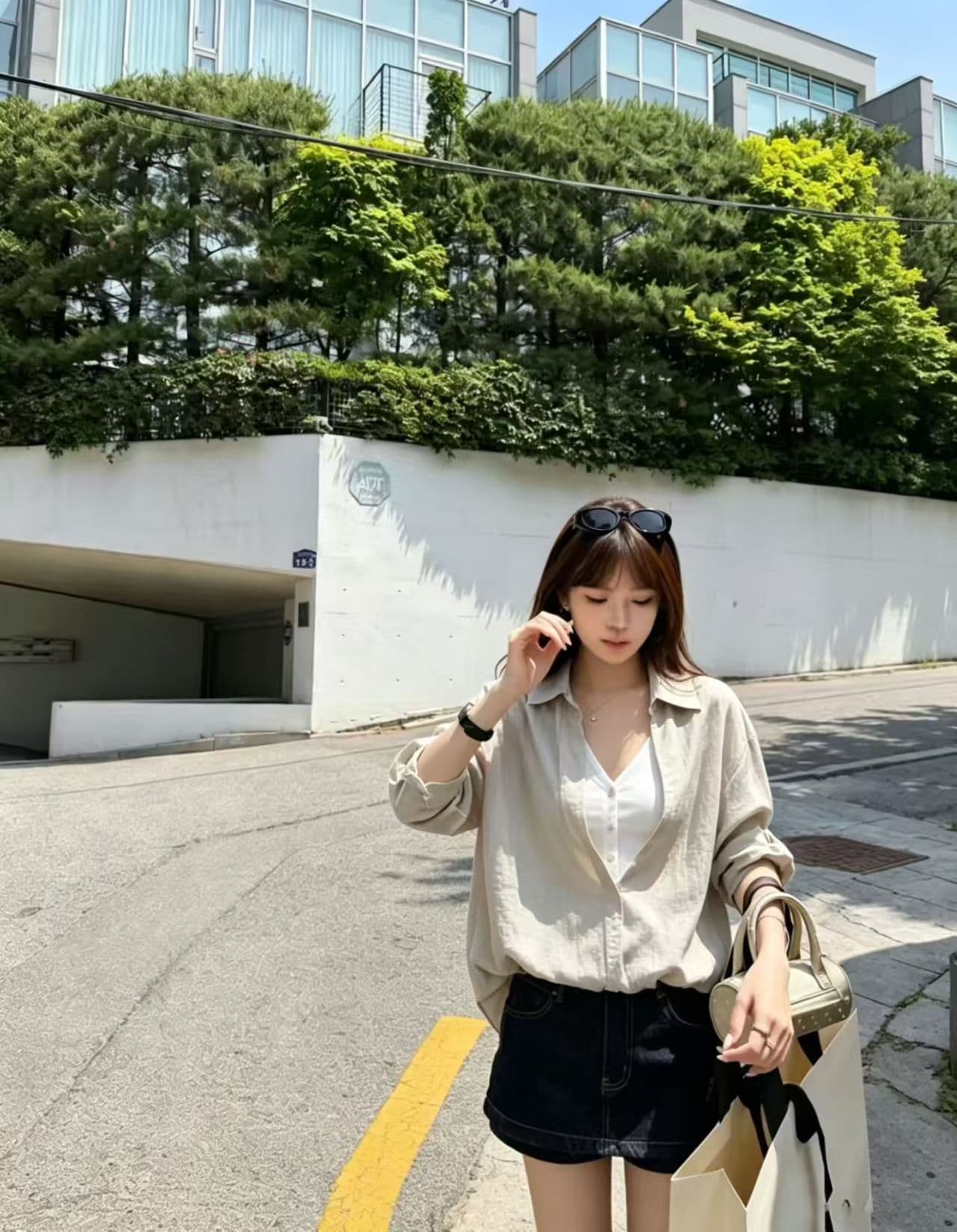 통통한 여동생 봄 여름 새로운 한국 스타일 셔츠 페이크 레이어드 여성 자외선 차단 셔츠 상세 이미지 7