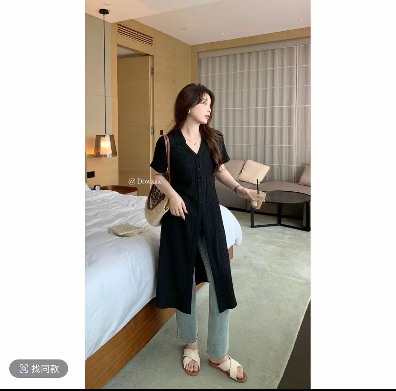 대 부드럽게 소스 마이크로 지방 맞춤 V넥 질감 센스 치마 셔츠 여름 새로운 프랑스식 품격 작은 대중 슬림해 보이는 드레스 상세 이미지 2