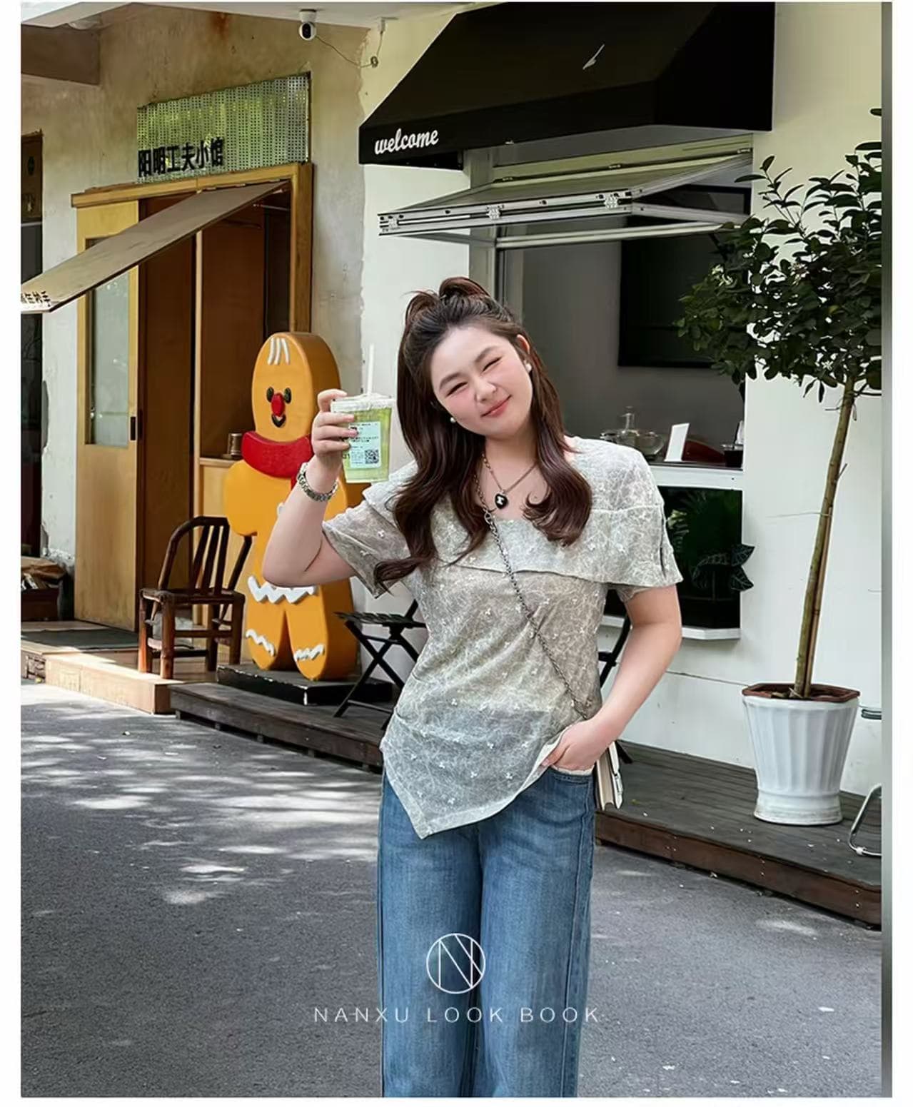마이크로 지방 빅 사이즈 여성 의류 여름 슬림해 보이는 작은 대중 지방 mm 불규칙 반팔 티셔츠 이미지 2