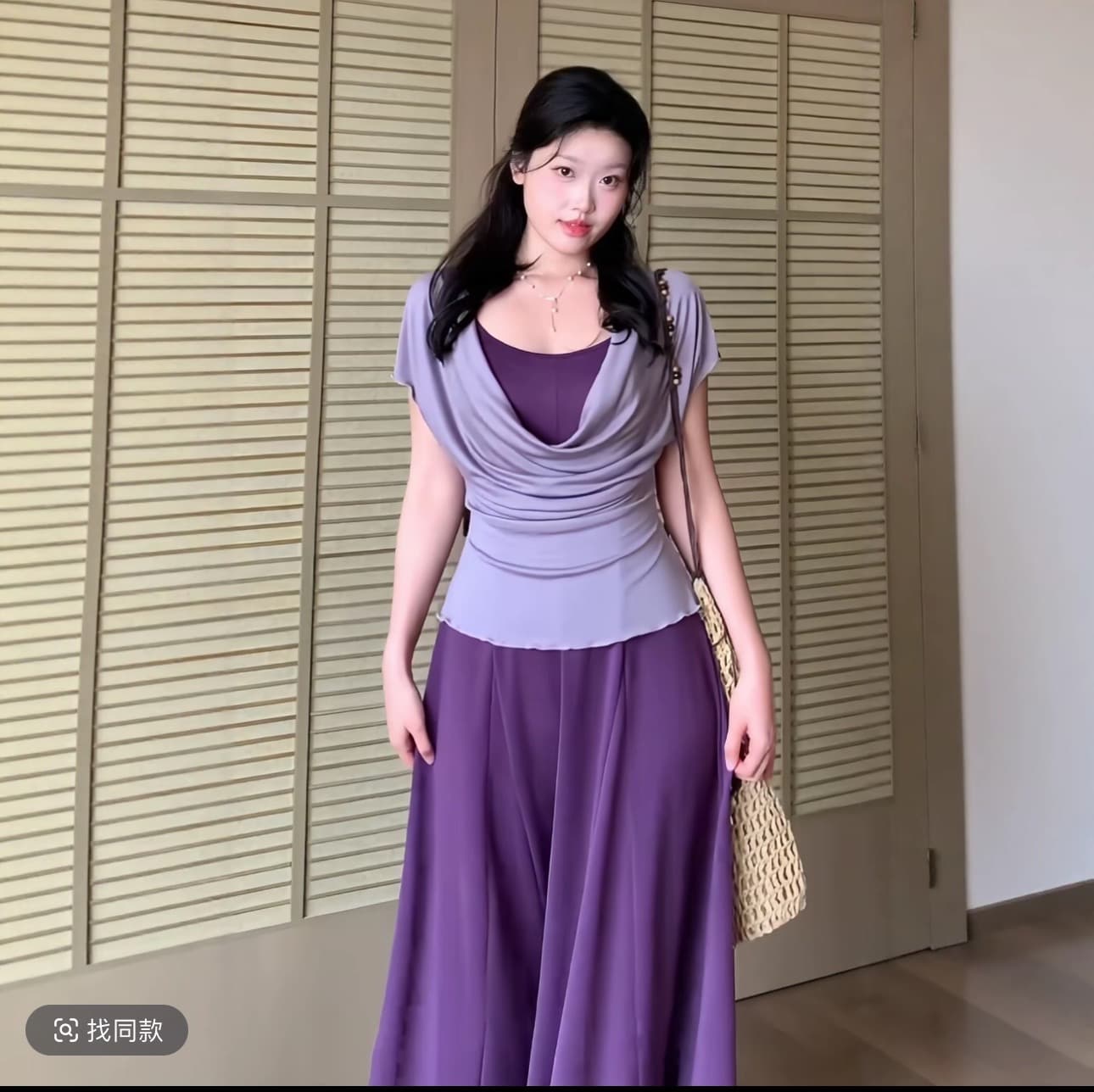 빅 사이즈 통통한 여동생 부드러운 바람 흔들다 칼라 페이크 레이어드 드레스 여름 새로운 표지 고기 품격 슈퍼 화재 이미지 2
