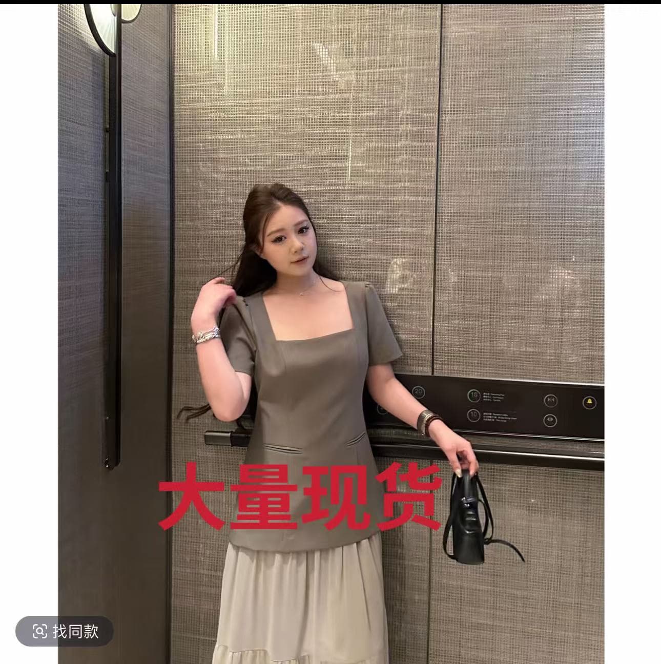 빅 사이즈 여성 의류 맑은 주간 입장권 페이크 레이어드 패치워크 프릴 드레스 상세 이미지 1
