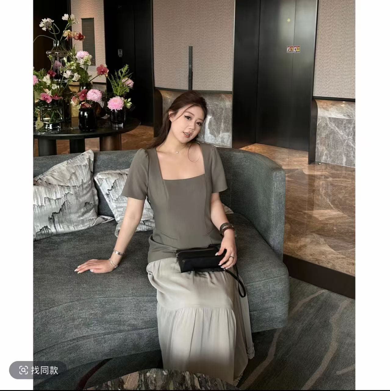 빅 사이즈 여성 의류 맑은 주간 입장권 페이크 레이어드 패치워크 프릴 드레스 상세 이미지 3