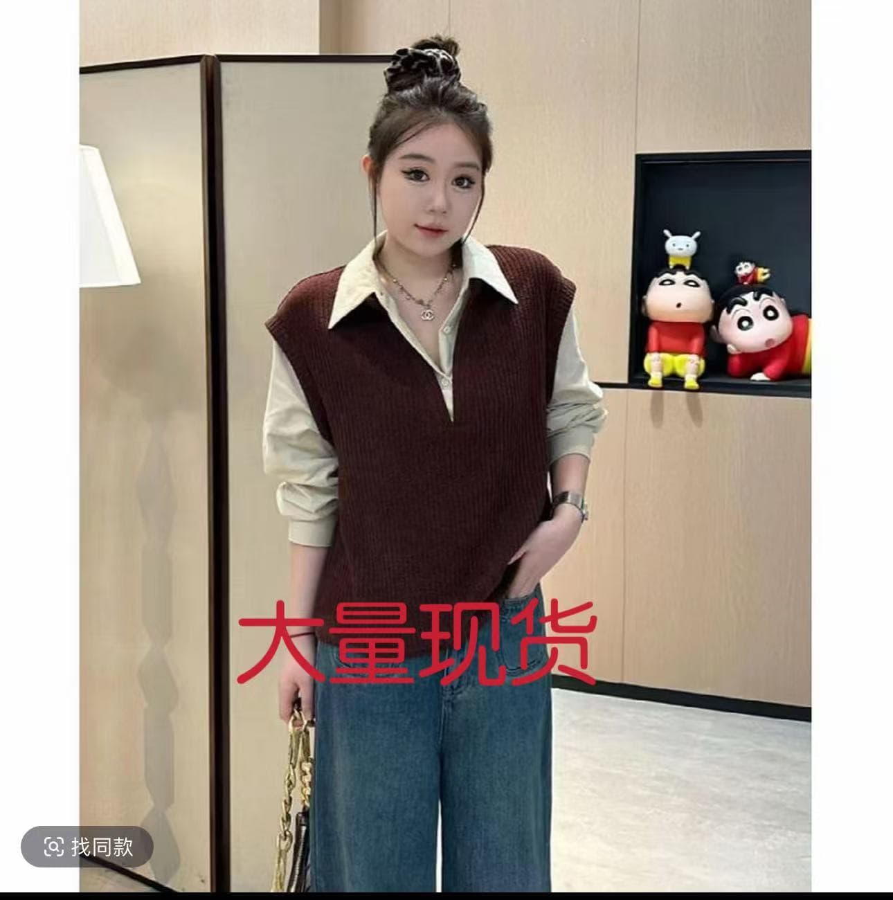 빅 사이즈 지방 mm 페이크 레이어드 패치워크 배색 폴로 칼라 긴팔 여성 셔츠 가을 루즈핏 고유 한 아름다운 작은 셔츠 맨위