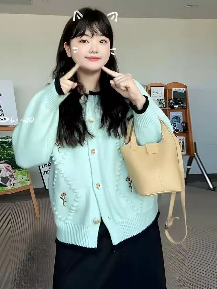 빅 사이즈 한 부서 다용도 자카드 작은 샤넬 스타일 니트 오픈 가디건 이른 가을 새로운 마이크로 지방 mm 슬림해 보이는 스웨터 코트 맨위 이미지 2