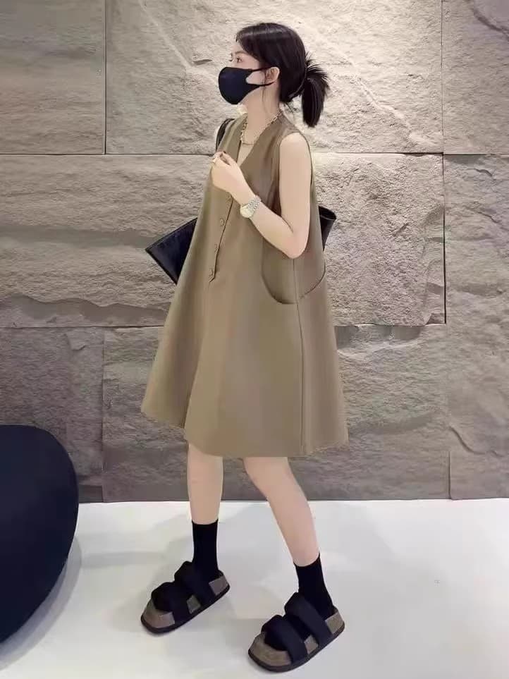 국경 간 한국 chic 여름 슬림해 보이는 패션 일 와이드 다리 점프 슈트 반바지 민소매 루즈핏 빅 사이즈 점프 슈트 상세 이미지 5